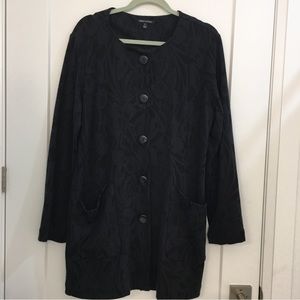 Fall sweater jacket. Black with pattern. Size M/L. Roomy - Fits Large.